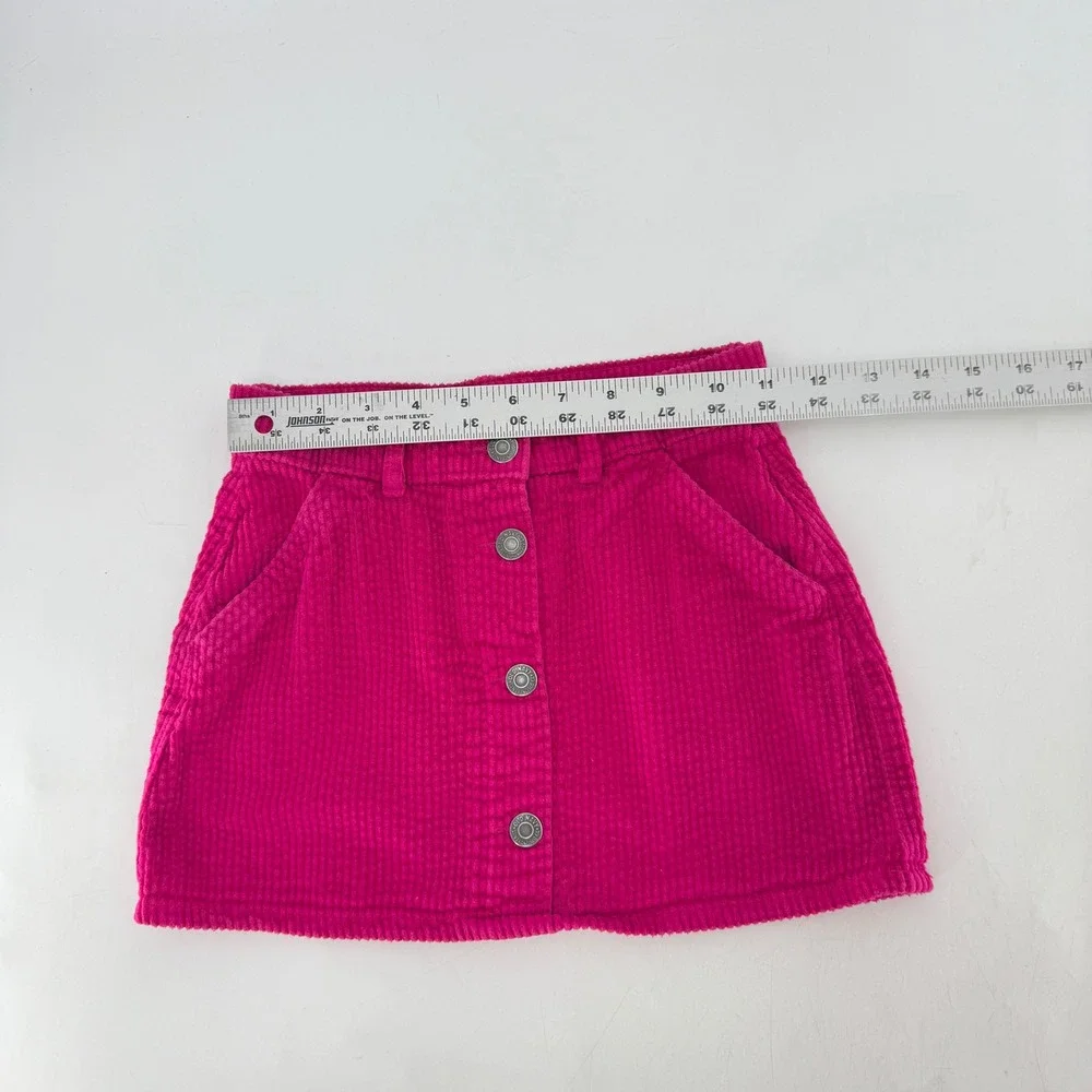 Old‎ Navy Girls Corduroy Skirt Pink Button Front Pockets Size S (6-7)